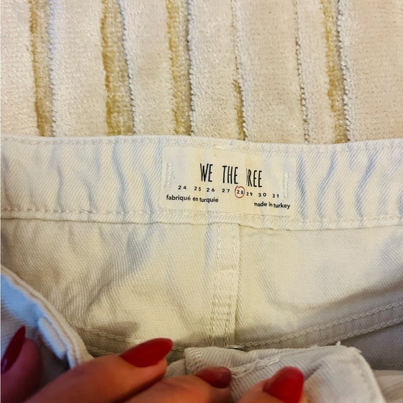 Free People Cream Distressed Jean Shorts - Picture 6 of 8